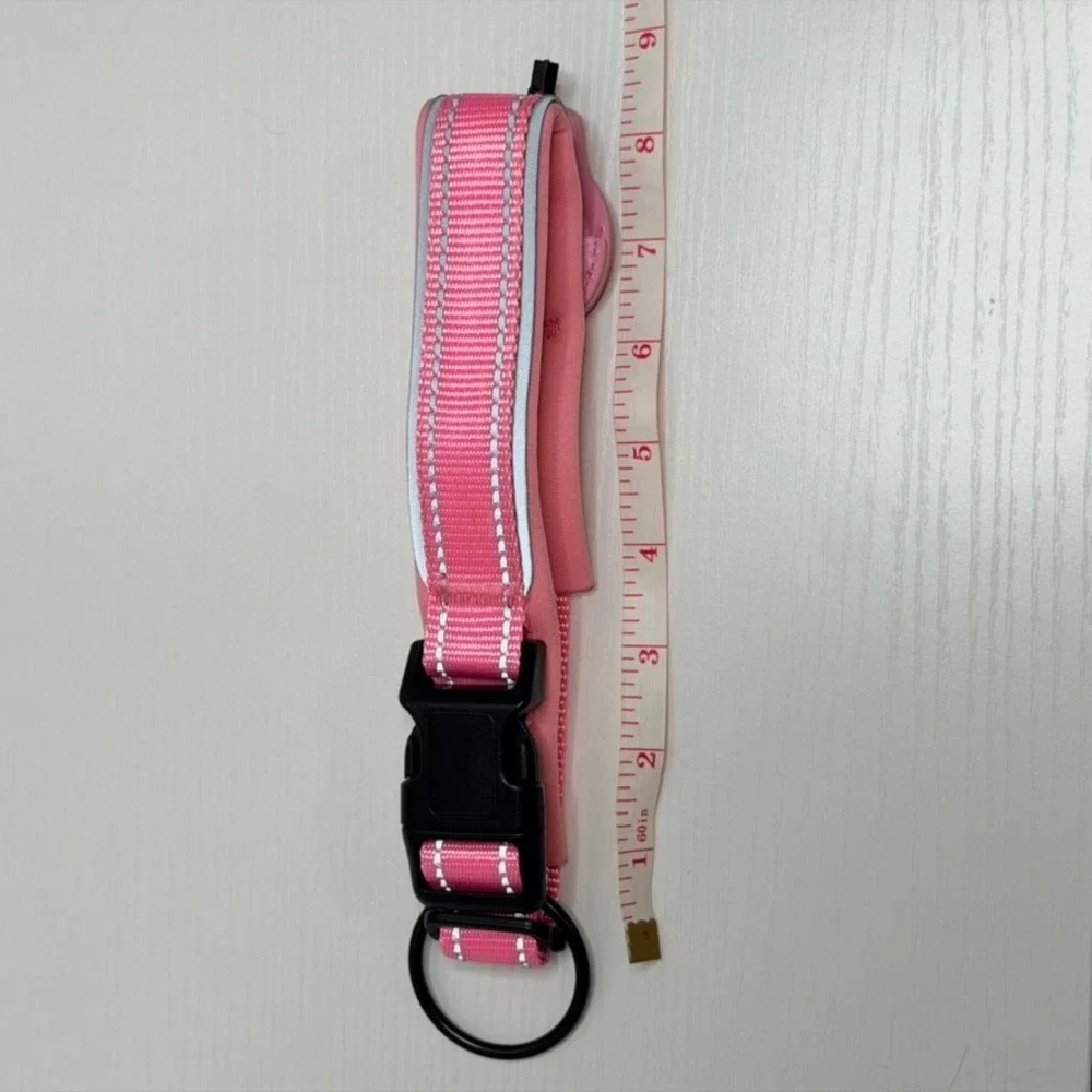 NEW Odokele Pink Reflective Dog Collar with AirTag Holder Neoprene Padded Medium
